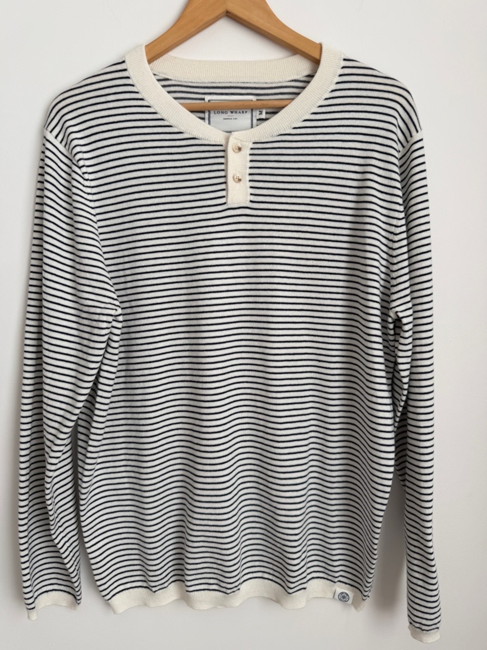Long Wharf Supply Co. Men’s SeaWell Striped Knit Henley Size M - Picture 2 of 10